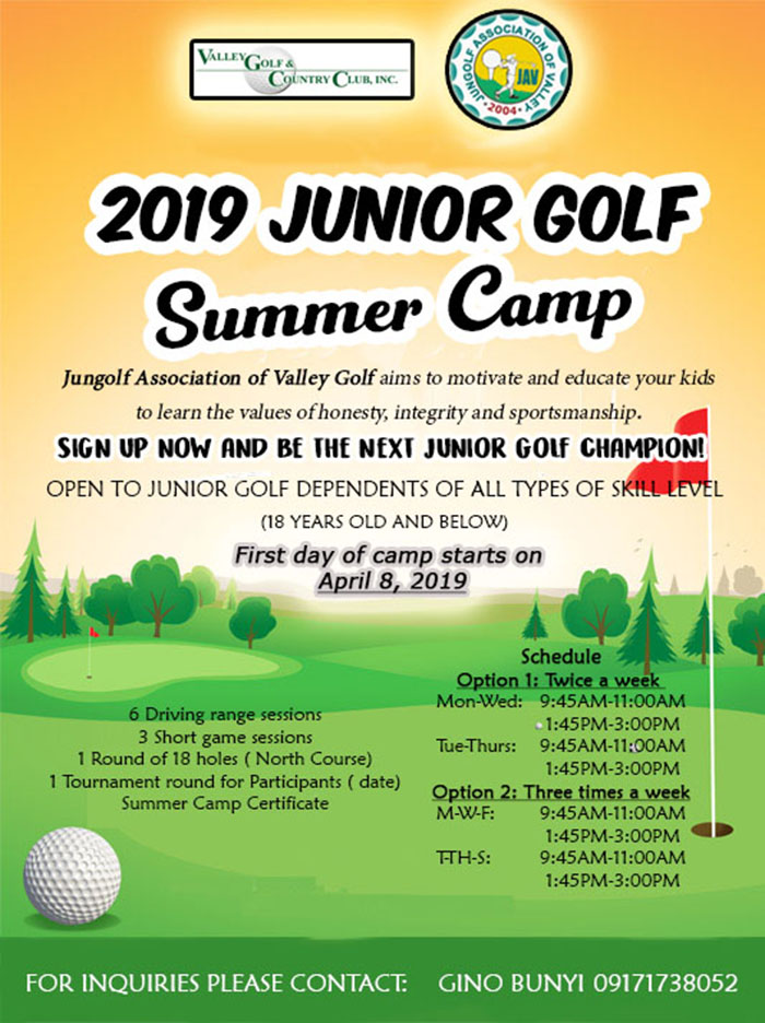 2019 Junior Golf Summer Camp Valley Golf and Country Club, Inc
